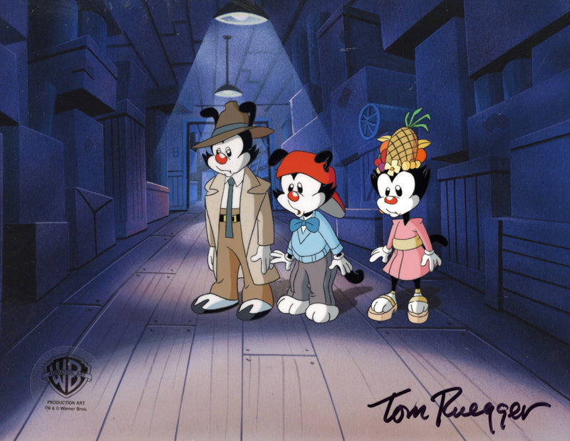 Animaniacs Original Production Cel Signed by Tom Ruegger: Wakko, Yakko, Dot