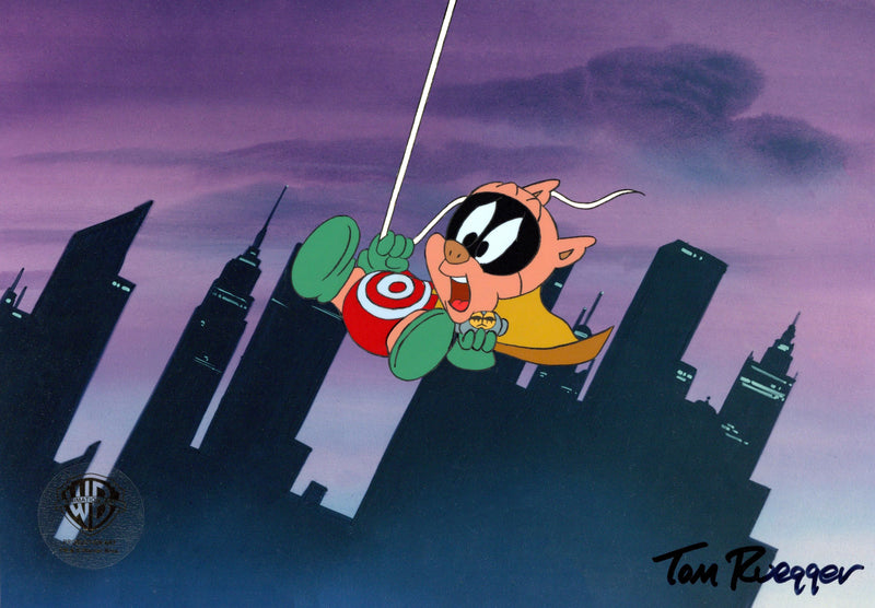 Tiny Toon Adventures Original Production Cel Signed by Tom Ruegger: Hamton J. Pig