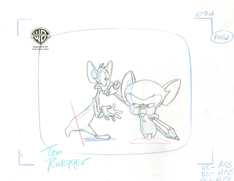 Pinky And The Brain Original Production Layout Drawing Signed by Tom Ruegger: Pinky and Brain