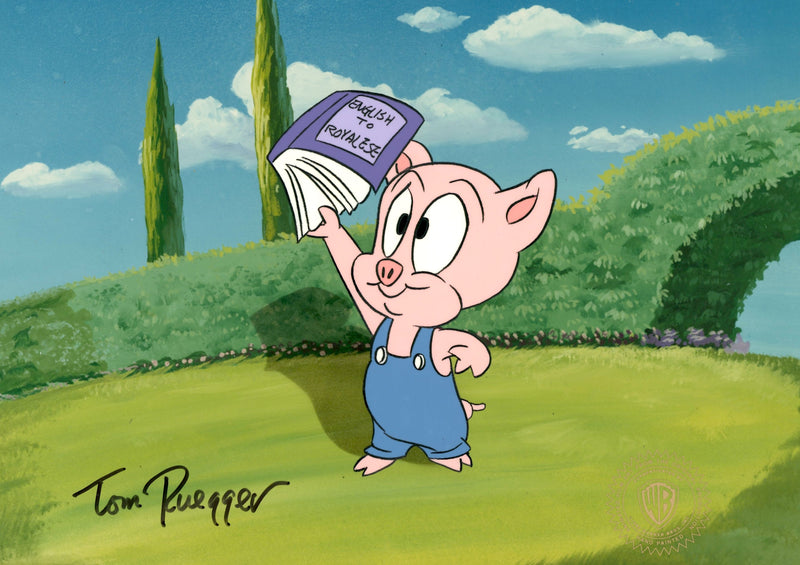Tiny Toon Adventures Original Production Cel Signed by Tom Ruegger: Hamton J. Pig