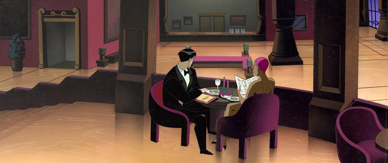 Batman Beyond Original Panoramic Production Cel on Original Background: Terry McGinnis and Maxine