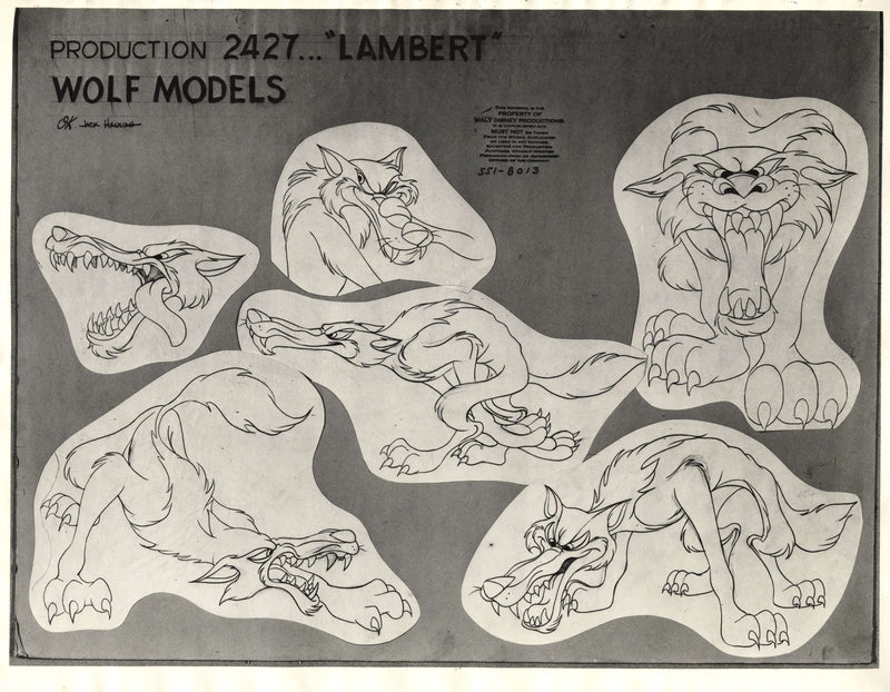 Lambert The Sheepish Lion Original Production Model Sheet: Wolf Models - Choice Fine Art