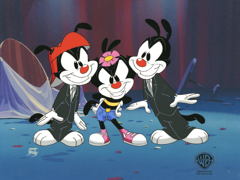 Animaniacs Original Production Cel With Matching Drawings: Yakko, Wakko, and Dot - Choice Fine Art