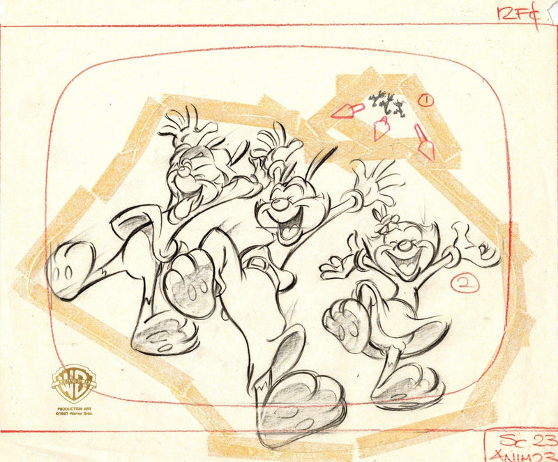 Animaniacs Original Production Drawing: Yakko, Wakko, and Dot - Choice Fine Art