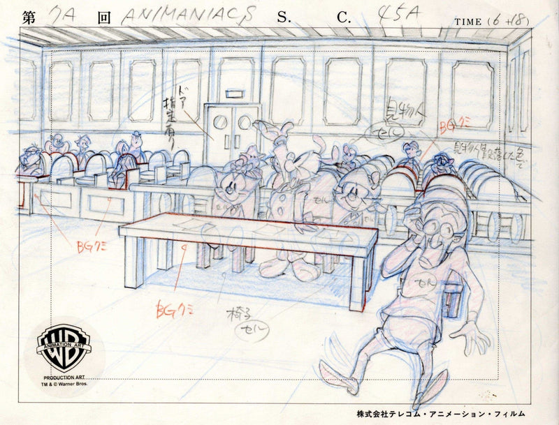 Animaniacs Original Production Drawing: Yakko, Wakko, Dot, and Dr. Scratchansniff - Choice Fine Art