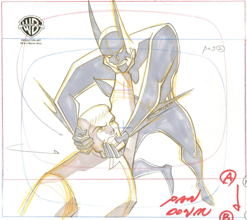 Batman Beyond Original Production Layout Drawing: Batman and The Invulnerable Man - Choice Fine Art