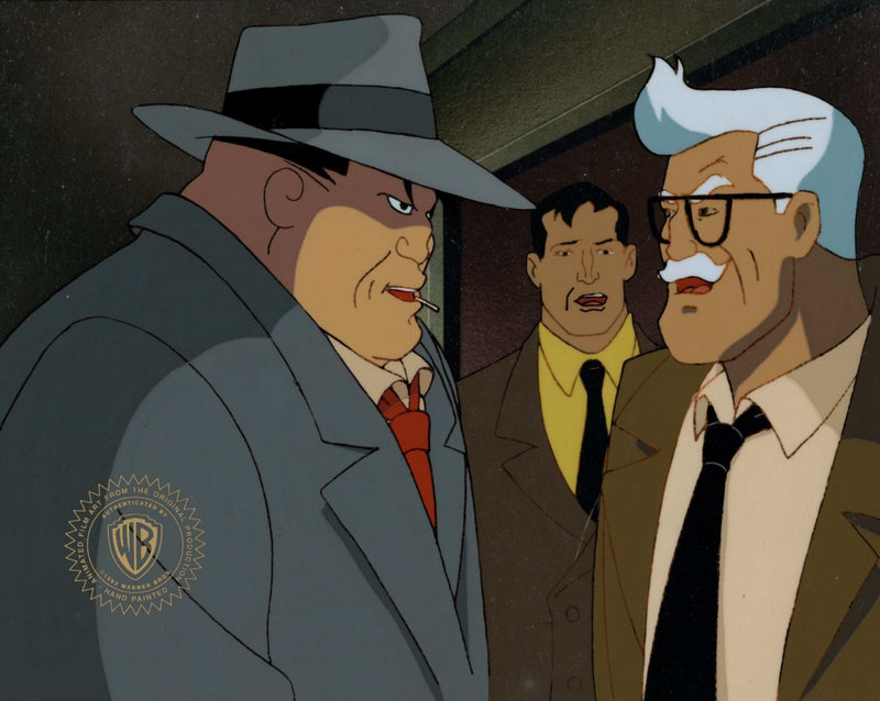 Batman The Animated Series Original Production Cel: Bruce Wayne, Commissioner Gordon, and Detective Bullock - Choice Fine Art