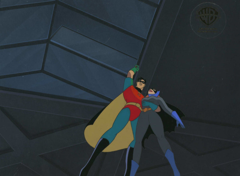 Batman The Animated Series Original Production Cel On Original Background: Batgirl and Robin - Choice Fine Art