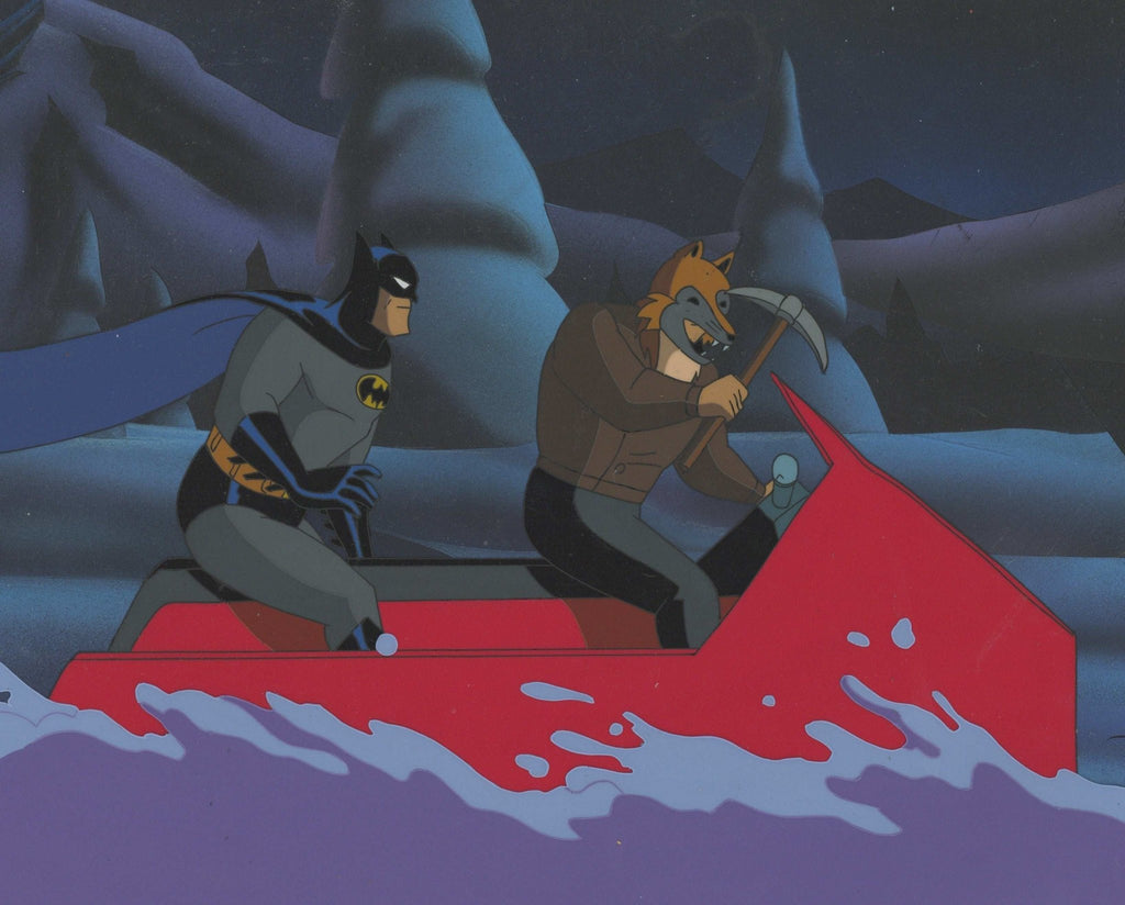 Batman The Animated Series Original Production Cel On Original Background: Batman and Fox - Choice Fine Art