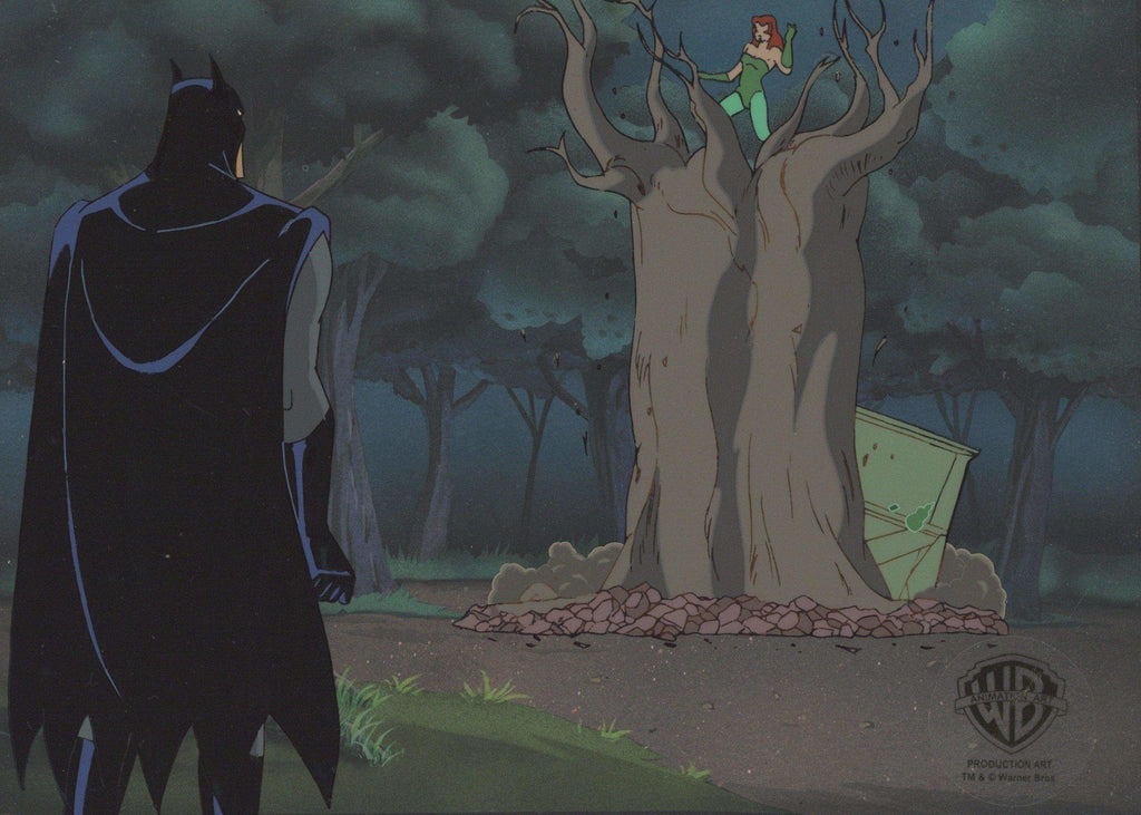 Batman The Animated Series Original Production Cel On Original Background: Batman with Poison Ivy - Choice Fine Art