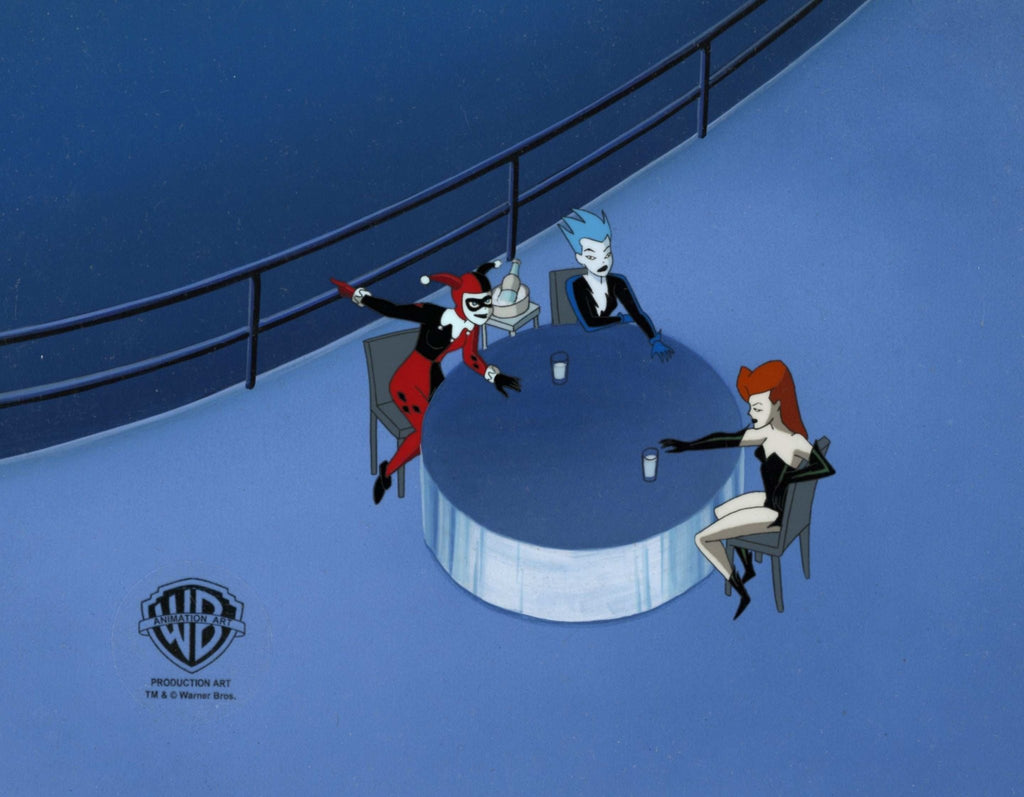 Batman The Animated Series Original Production Cel On Original Background: Harley Quinn, Livewire, and Poison Ivy - Choice Fine Art