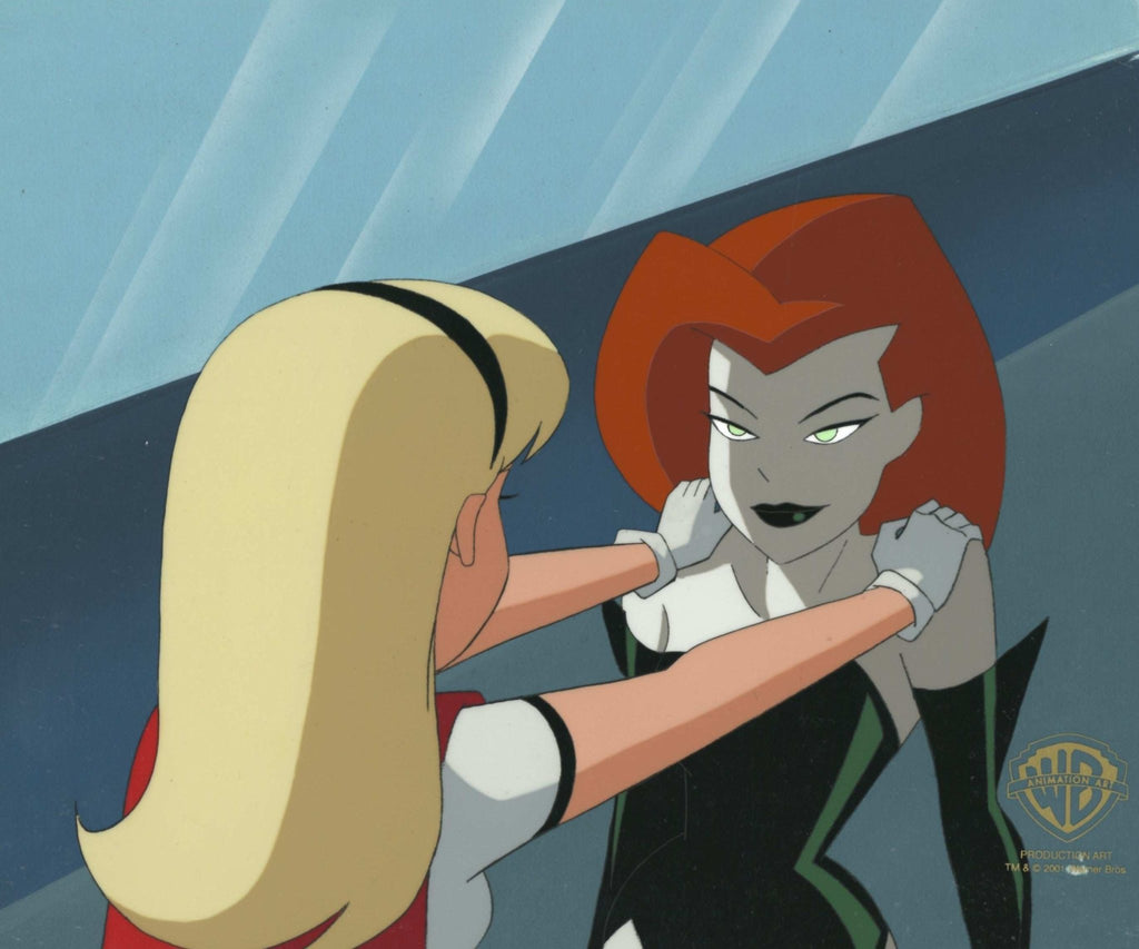 Batman The Animated Series Original Production Cel on Original Background: Poison Ivy and Supergirl - Choice Fine Art