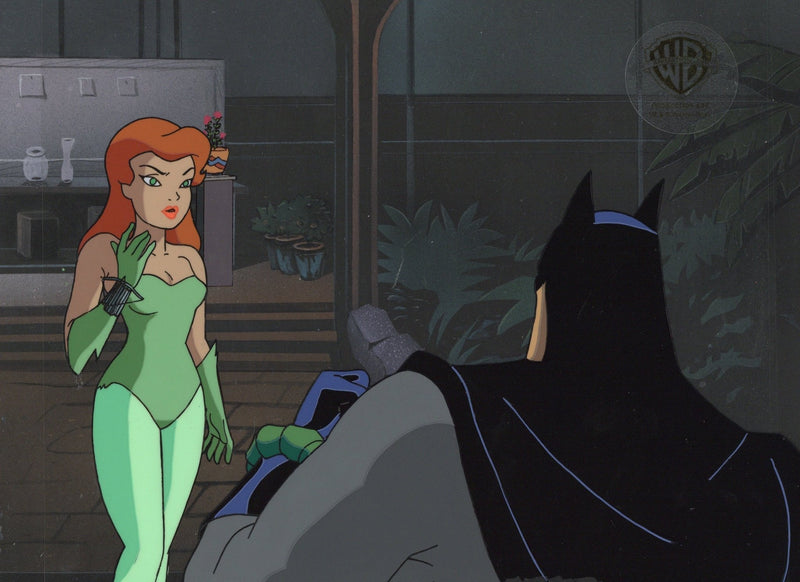 Batman The Animated Series Original Production Cel On Original Background with Matching Drawing: Poison Ivy and Batman - Choice Fine Art