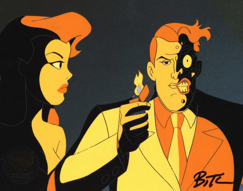Batman The Animated Series Original Production Cel signed by Bruce Timm: Poison Ivy and Two-Face - Choice Fine Art