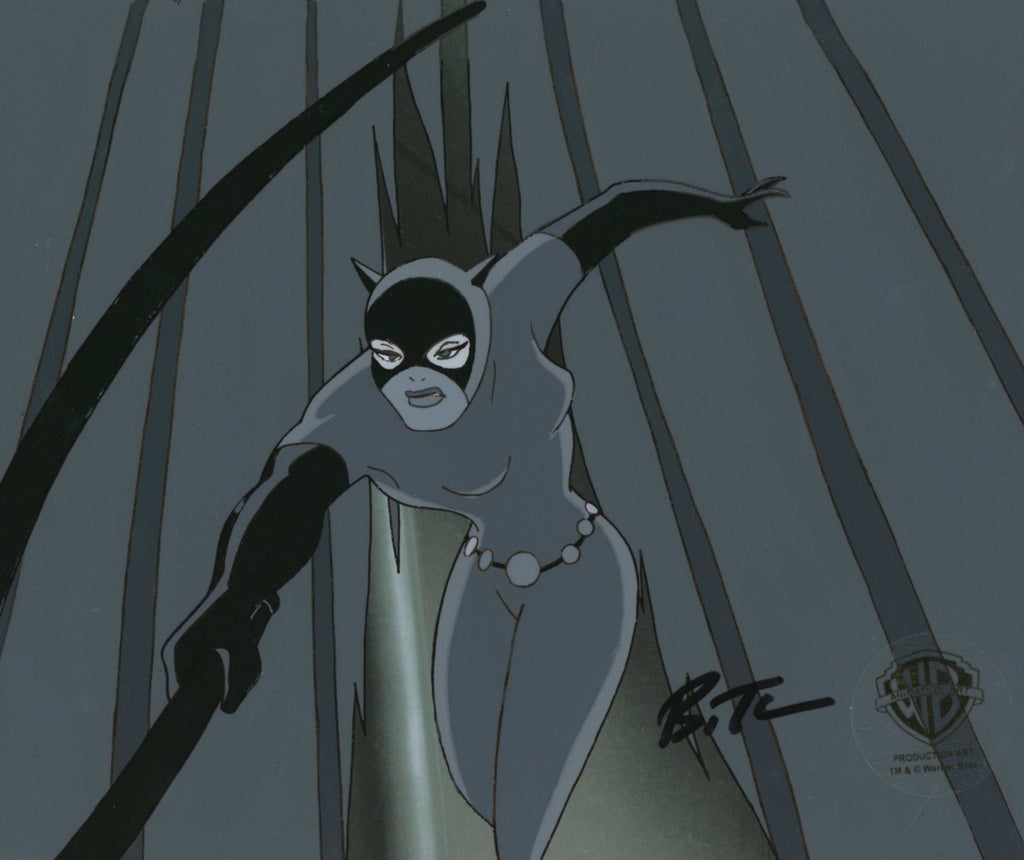 Batman The Animated Series Original Production Cel with Matching Drawing Signed by Bruce Timm: Catwoman - Choice Fine Art