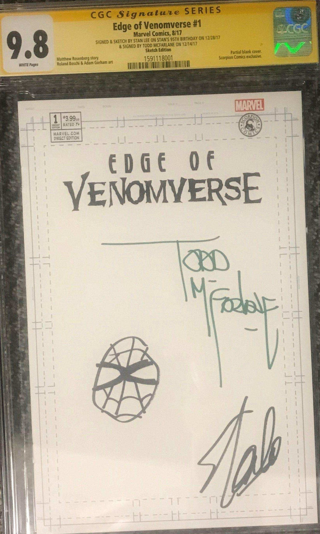 Edge Of Venomverse #1 Marvel Comics Cgc Graded: Signed And Sketched By Stan Lee - Choice Fine Art
