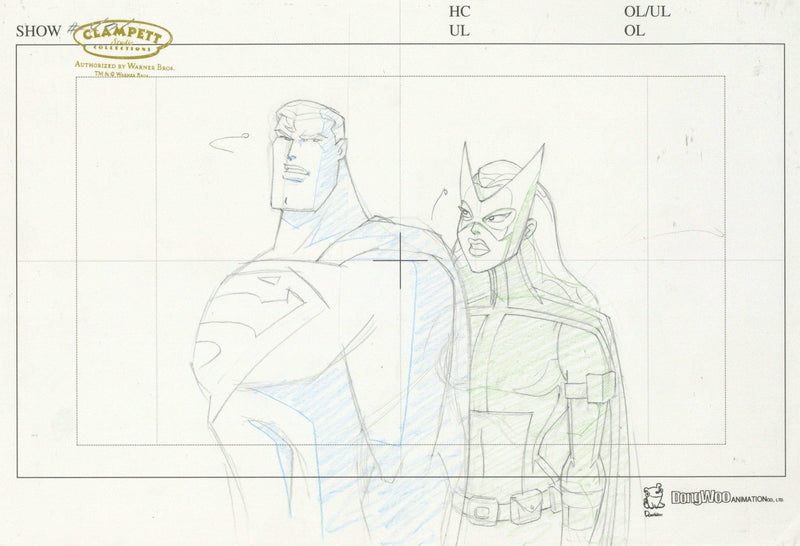 Justice League Original Production Drawing: Huntress and Superman - Choice Fine Art