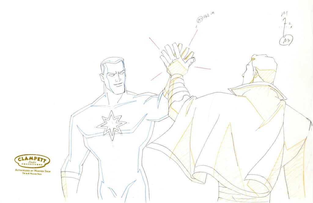 Justice League Unlimited Original Production Drawing: Captain Atom and Captain Marvel - Choice Fine Art