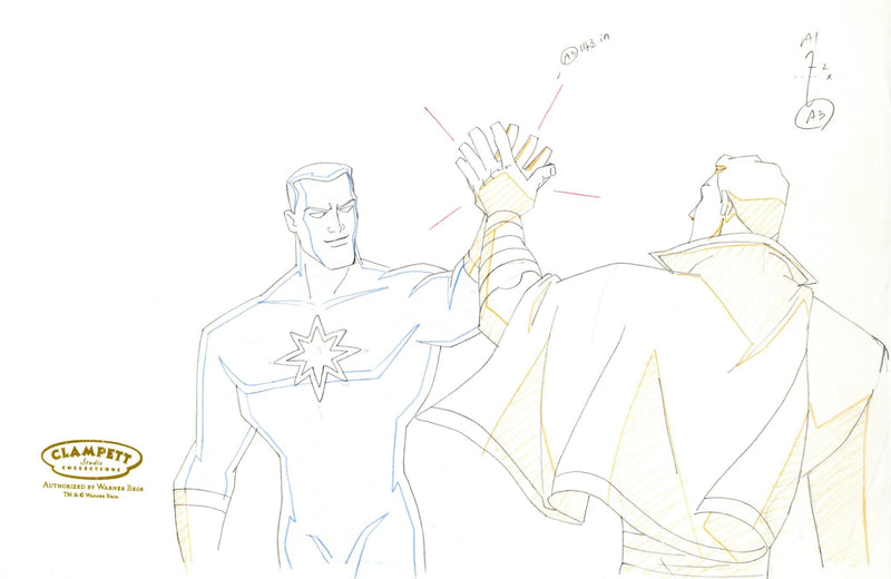 Justice League Unlimited Original Production Drawing: Captain Atom and Captain Marvel - Choice Fine Art