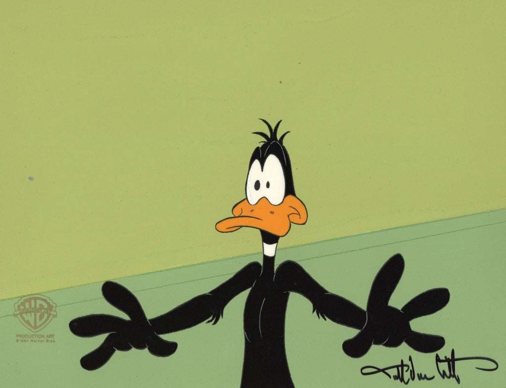 Looney Tunes Original Production Cel on Original Background signed by Darrell Van Citters: Daffy Duck - Choice Fine Art