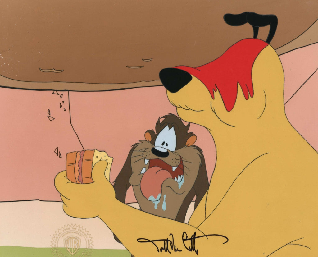 Looney Tunes Original Production Cel Signed By Darrell Van Citters: Sam Sheepdog and Tasmanian Devil - Choice Fine Art