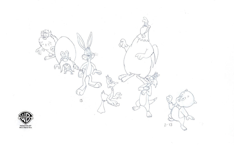 Looney Tunes Original Production Double Sided Drawing: Looney Tunes Cast - Choice Fine Art