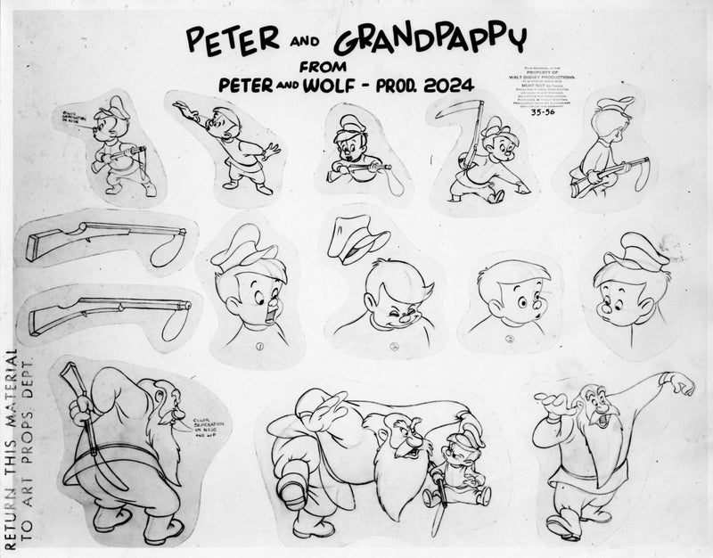 Peter and the Wolf Original Production Model Sheet: Peter and Grandpappy - Choice Fine Art