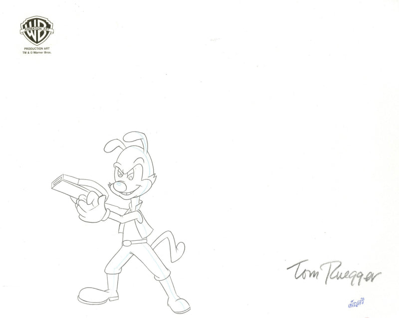 Pinky and the Brain Original Production Cel and Drawing Signed by Tom Ruegger: Yakko and Chicken Boo - Choice Fine Art
