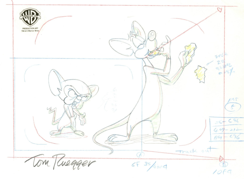 Pinky And The Brain Original Production Layout Drawing Signed by Tom Ruegger: Pinky and Brain - Choice Fine Art