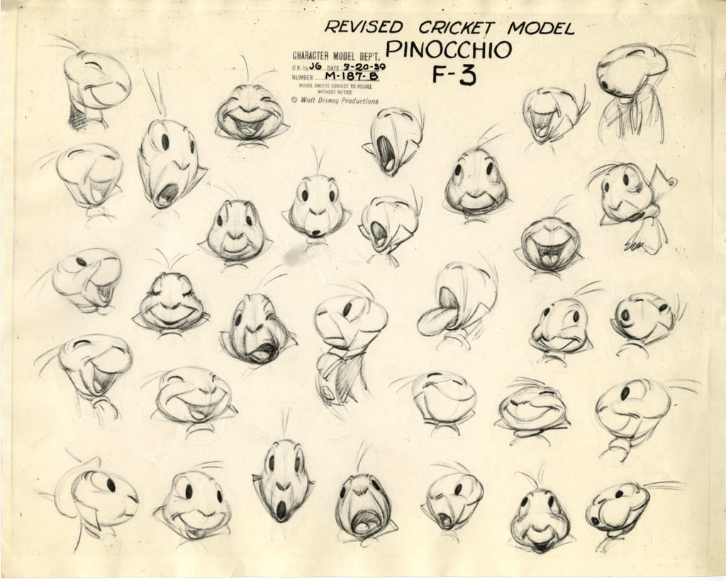 Pinocchio Original Production Model Sheet: Jiminy Cricket - Choice Fine Art
