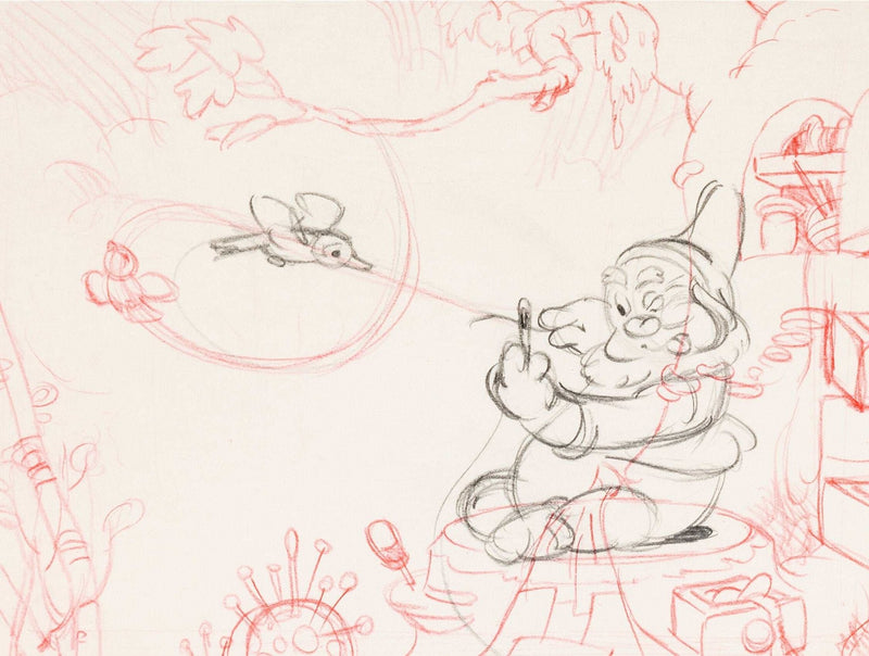 Snow White and the Seven Dwarfs Happy Storyboard/Layout Drawing - Choice Fine Art