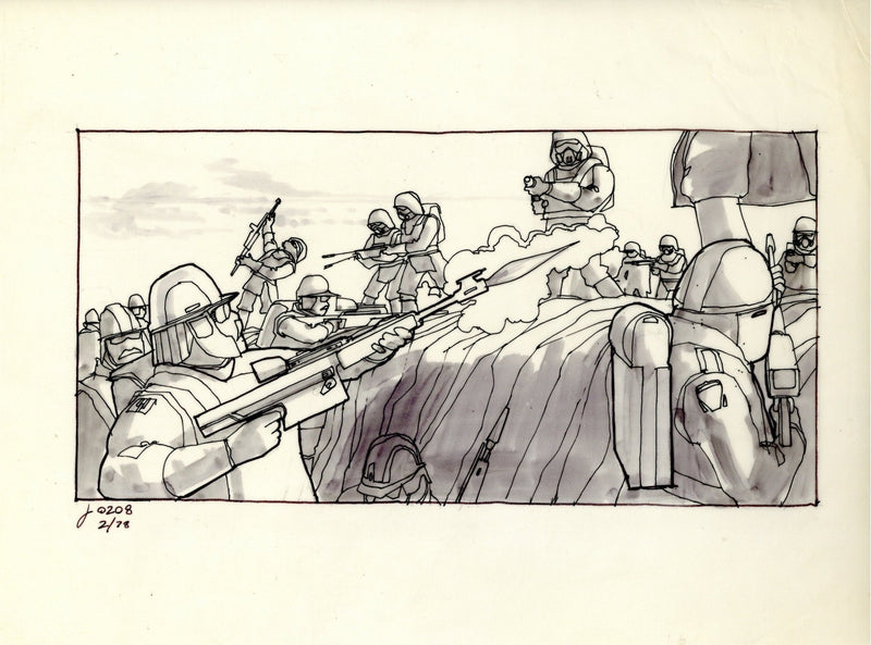 Star Wars: Episode V - The Empire Strikes Back Hand-Drawn by Joe Johnston Hoth Battle Storyboard - Choice Fine Art