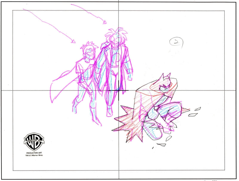 Static Shock Original Production Drawing: Batman, Robin, Static Shock - Choice Fine Art