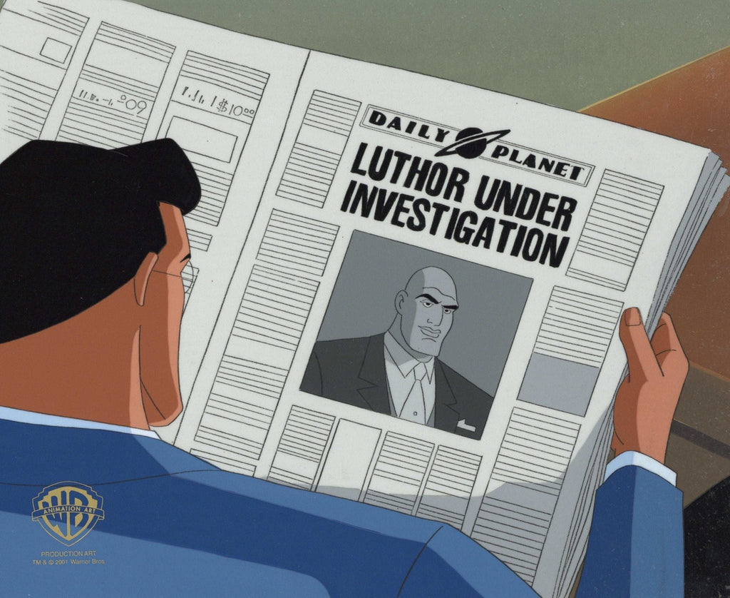 Superman the Animated Series Original Production Cel on Original Background: Clark Kent and Lex Luthor - Choice Fine Art