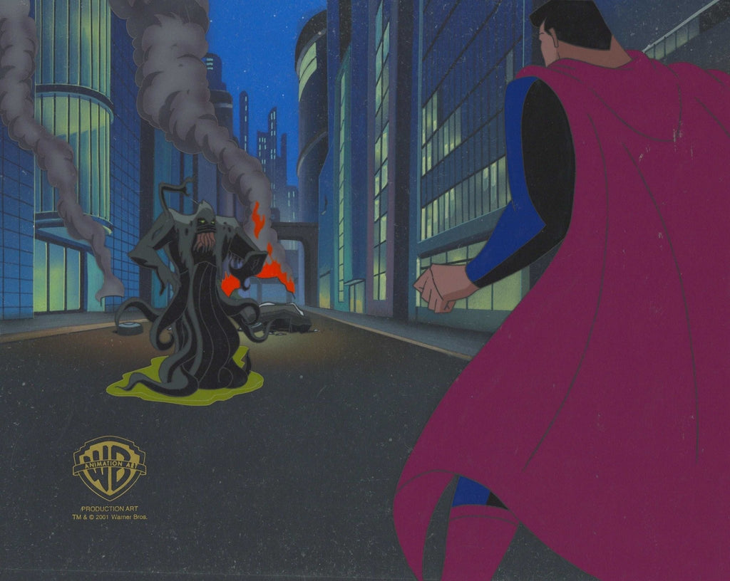 Superman the Animated Series Original Production Cel on Original Background: Superman and Karkull - Choice Fine Art