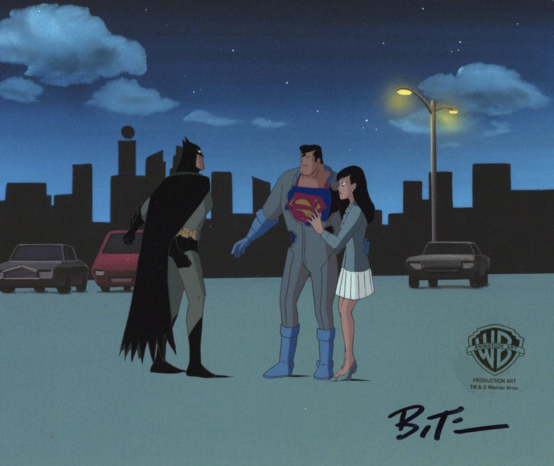 Superman The Animated Series Original Production Cel signed by Bruce Timm: Batman, Superman, Lois Lane - Choice Fine Art
