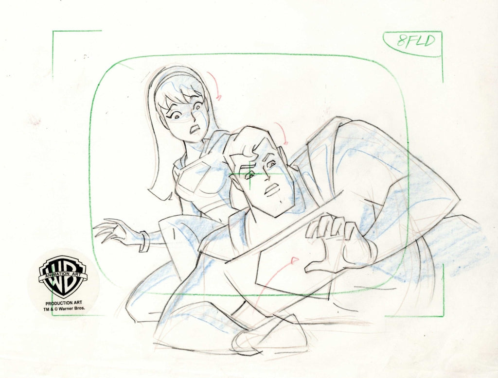 Superman the Animated Series Original Production Drawing: Superman and Supergirl - Choice Fine Art