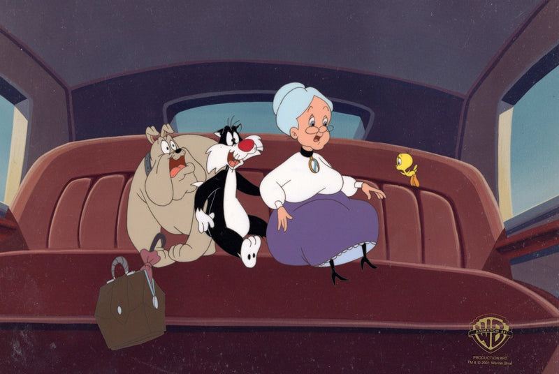 Sylvester and Tweety Mysteries Original Production Cel: Granny, Hector, Sylvester, Tweety - Choice Fine Art
