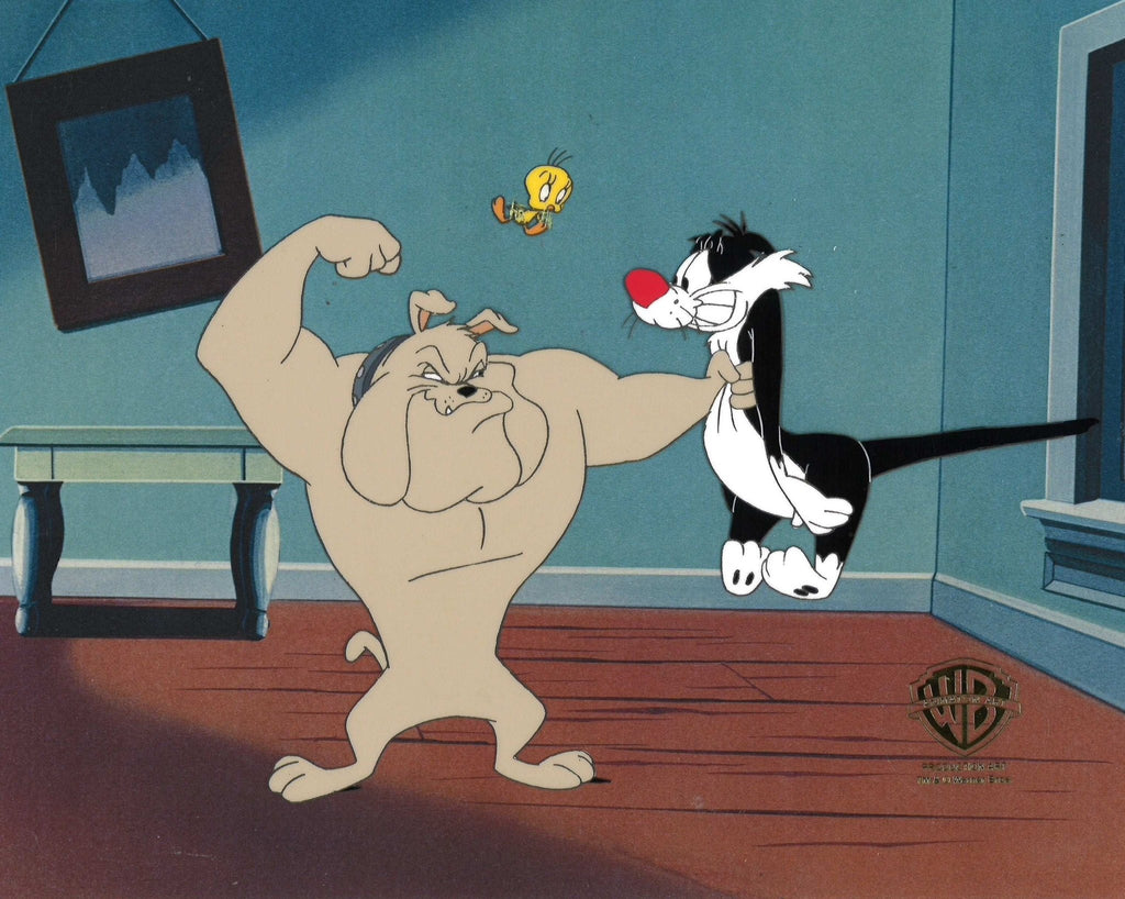 Sylvester and Tweety Mysteries Original Production Cel: Sylvester, Tweety, and Hector - Choice Fine Art