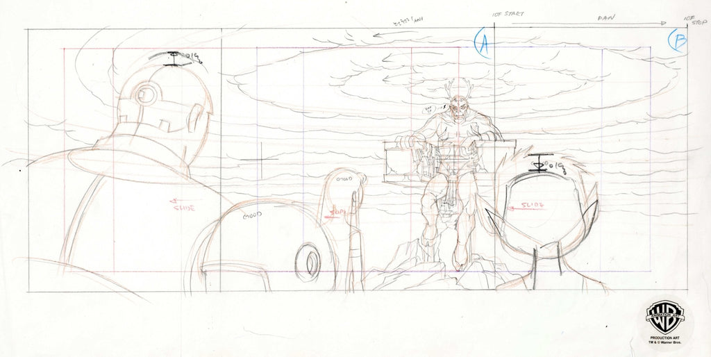 Teen Titans Original Production Drawing: Cyborg, Beast Boy, Starfire, and Trigon - Choice Fine Art