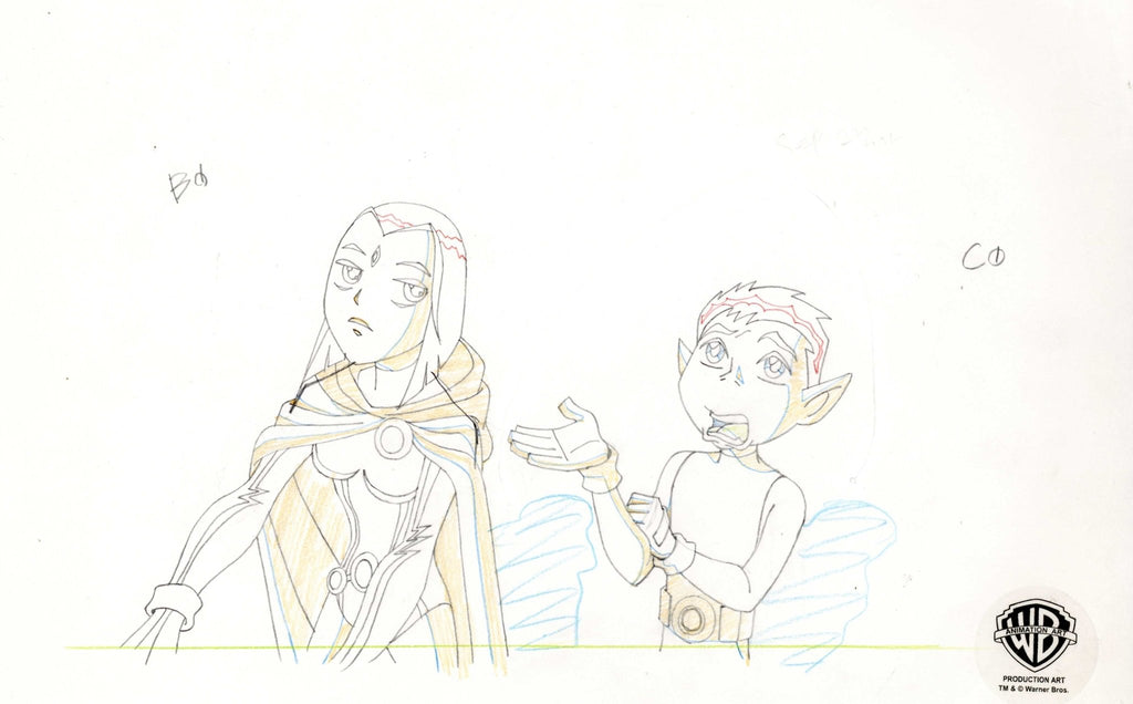 Teen Titans Original Production Drawing: Raven and Beast Boy - Choice Fine Art