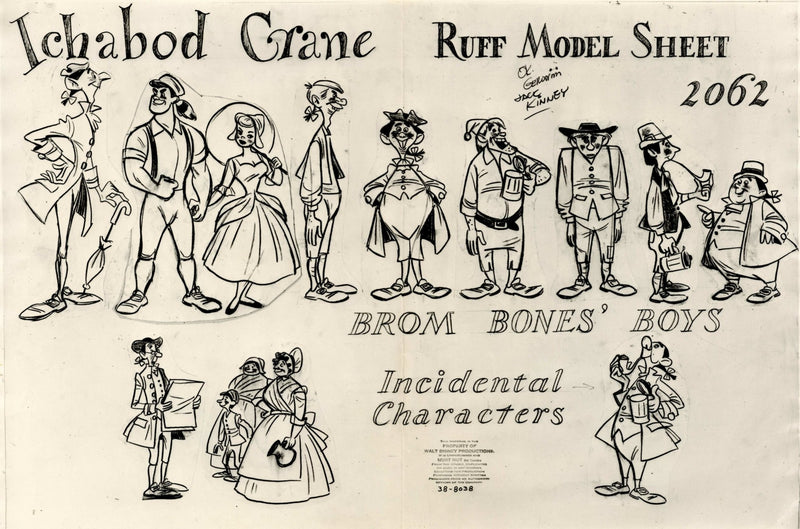 The Legend of Sleepy Hollow Ruff Model Sheet: Ichabod Crane, Brome Bones' Boys, and Incidental Characters 2062 - Choice Fine Art