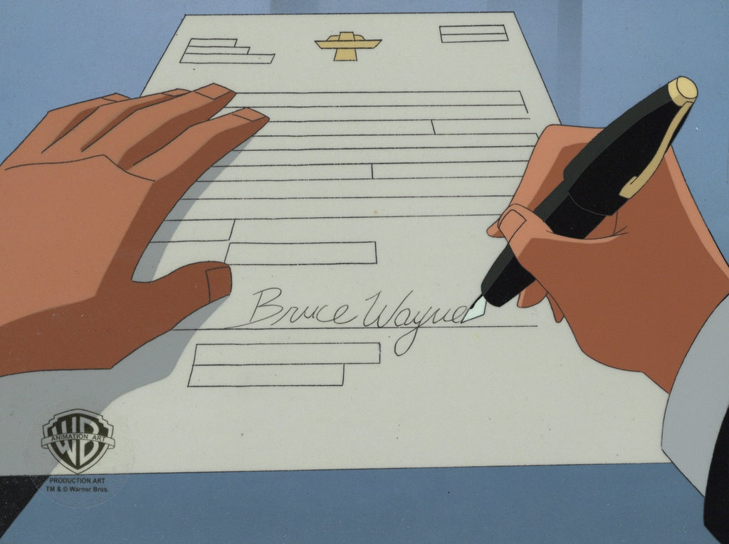 The New Batman Adventures Original Production Cel on Original Background: Bruce Wayne's Signature - Choice Fine Art