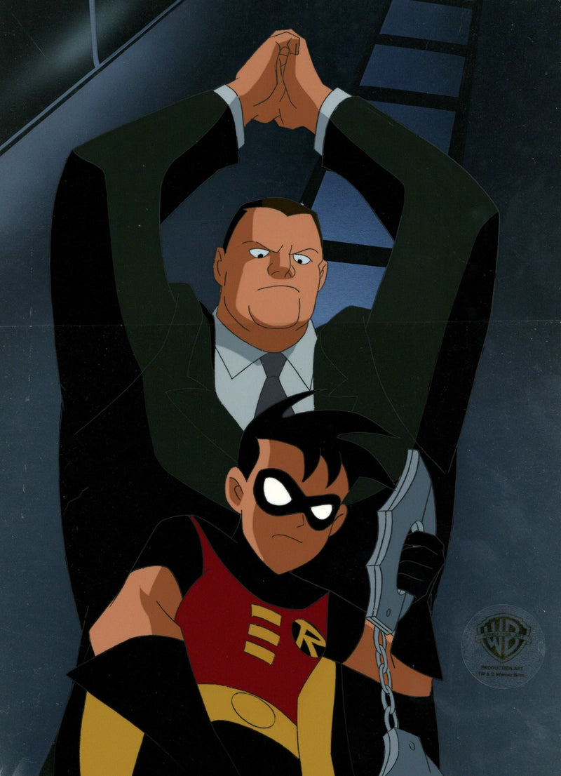 The New Batman Adventures Original Production Cel On Original Background: Robin and Thug - Choice Fine Art