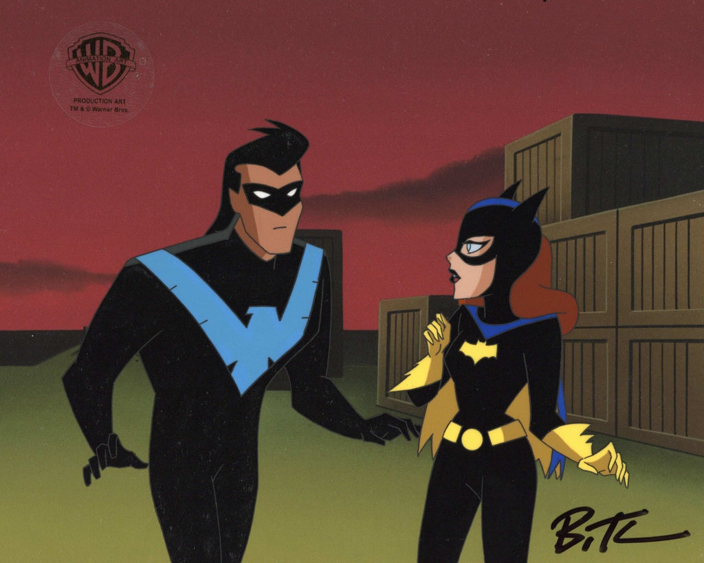 The New Batman Adventures Original Production Cel signed by Bruce Timm: Nightwing and Batgirl - Choice Fine Art