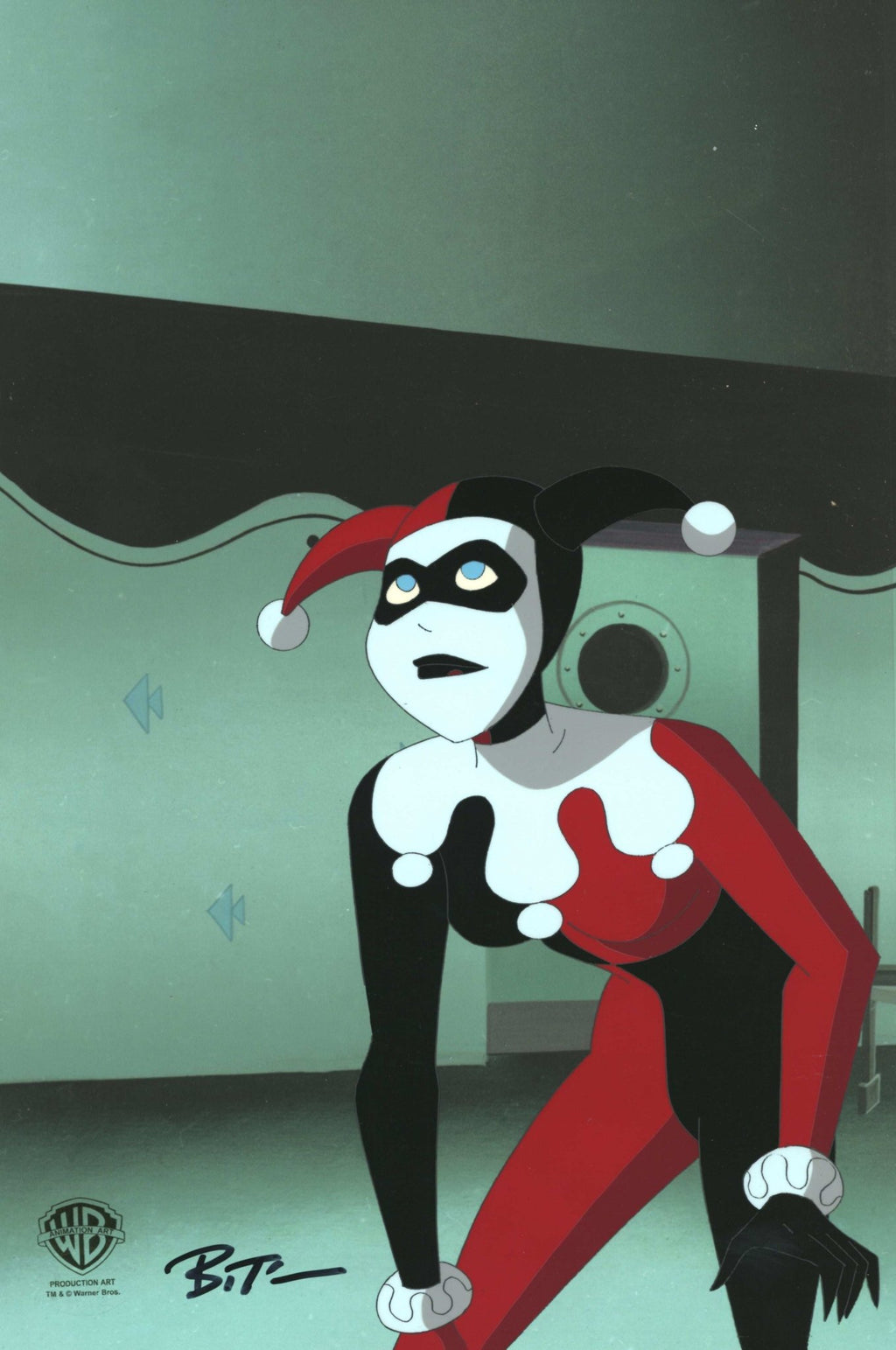 The New Batman Adventures Original Production Cel with Matching Drawing Signed by Bruce Timm: Harley Quinn - Choice Fine Art