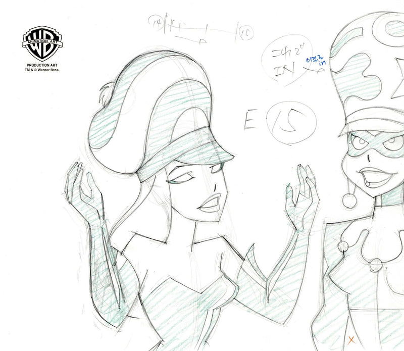 The New Batman Adventures Original Production Drawing: Poison Ivy and Harley Quinn - Choice Fine Art