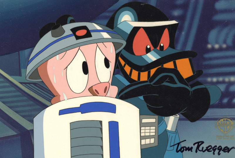 Tiny Toons Adventures Original Production Cel Signed by Tom Ruegger: Duck Vader and Hamton J. Pig - Choice Fine Art