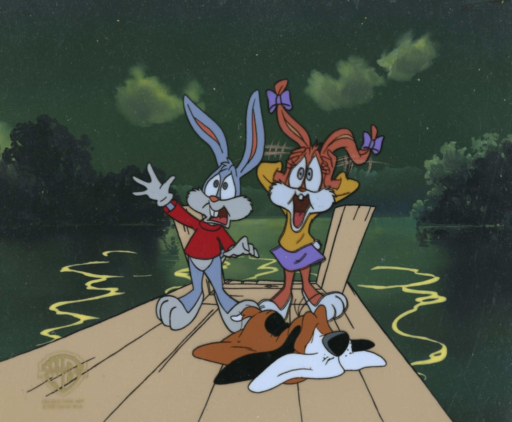 Tiny Toons Original Production Cel on Original Background: Buster Bunny and Babs Bunny - Choice Fine Art
