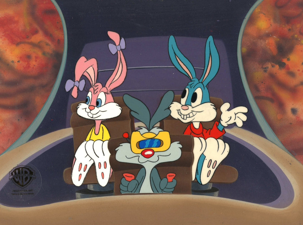 Tiny Toons Original Production Cel on Original Hand-Painted Production Background: Buster, Babs, Calamity - Choice Fine Art
